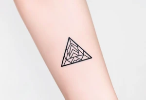 Geometric small triangle about different paths in life merge together and become stronger while being psychedelic and trippy make it fine thin lines tattoo idea