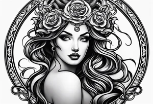 Medusa lady head neo traditional tattoo idea