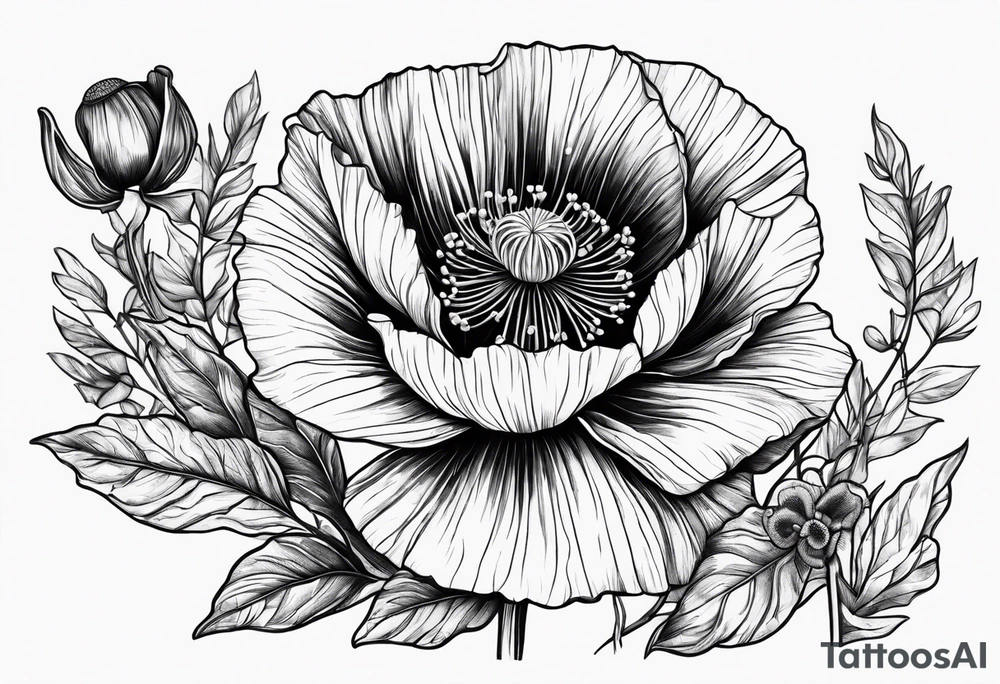 Rock slowly transition to Poppy plant tattoo idea