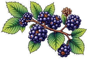 American traditional style Blackberry branch tattoo idea