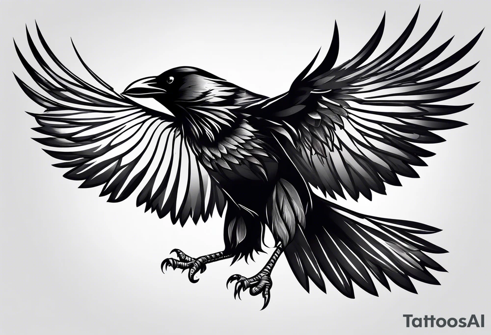 crow with open wings tattoo idea