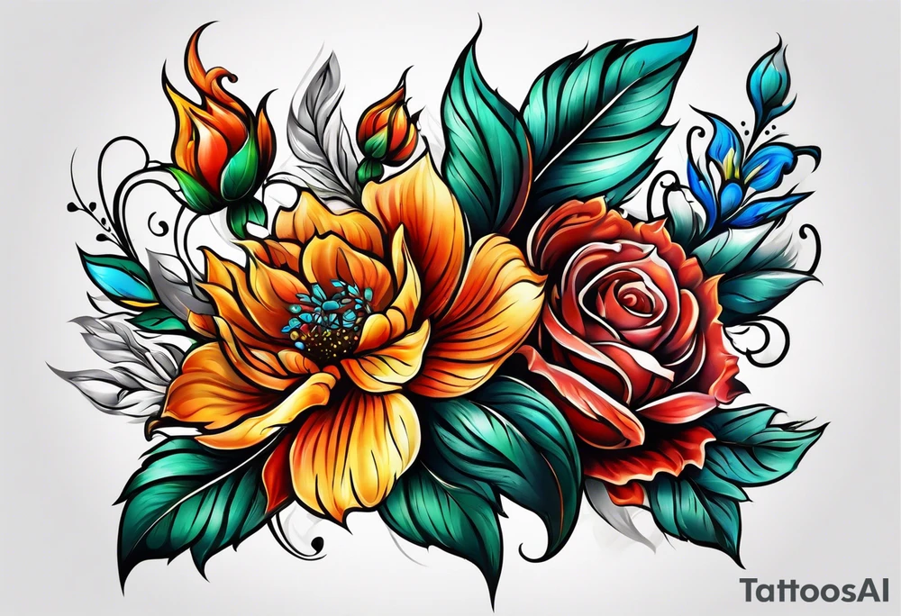 Flower fire for a male tattoo tattoo idea