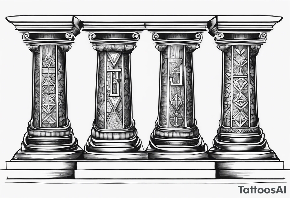 Jachin and boaz pillars masonic tattoo idea