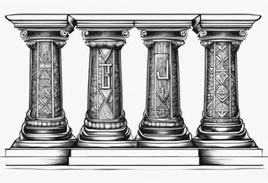 Jachin and boaz pillars masonic tattoo idea