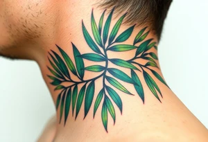 realistic large woven palm leaves tattoo idea