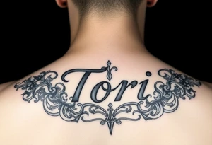 Name Tori with designs tattoo idea