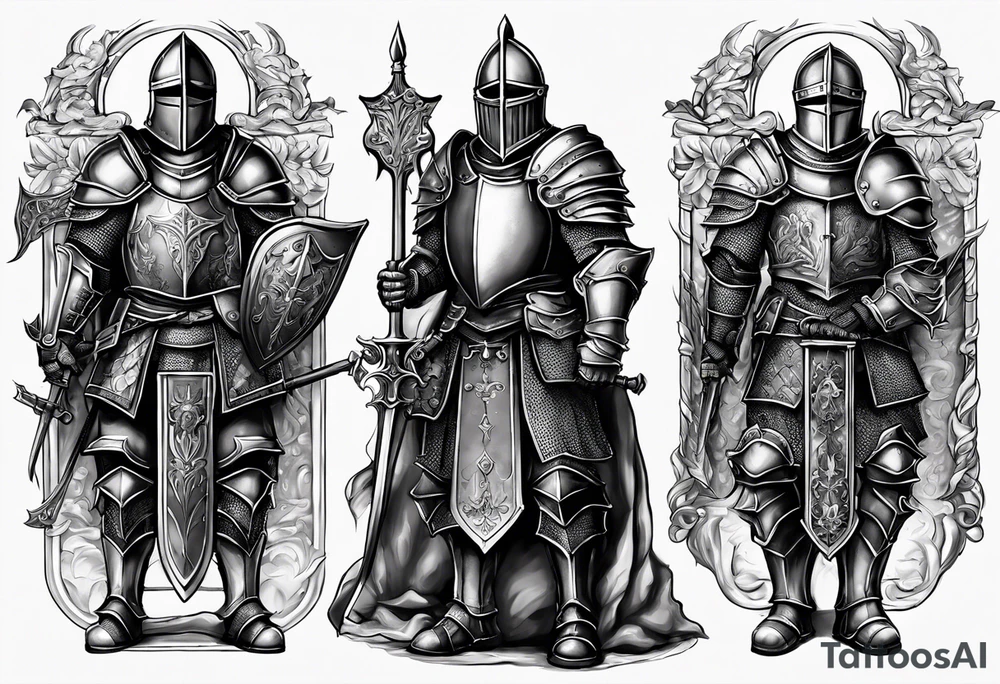 knight with heavy armor with clock and less detail tattoo idea knight with heavy armor with clock and less detail tattoo idea