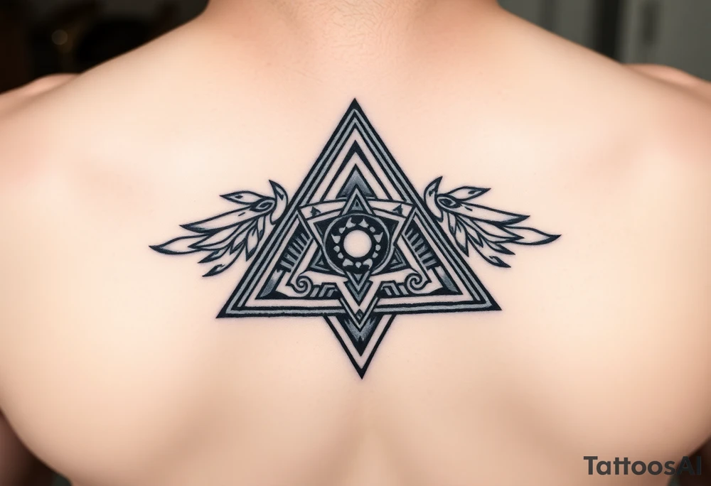 aztec triangle with intricate pattern tattoo idea