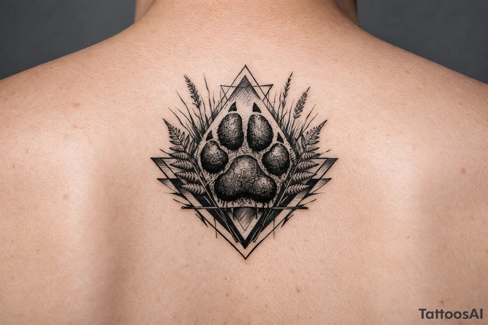 Kapradí, traviny, geometrie, otisk packy psa tattoo idea