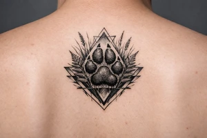 Kapradí, traviny, geometrie, otisk packy psa tattoo idea