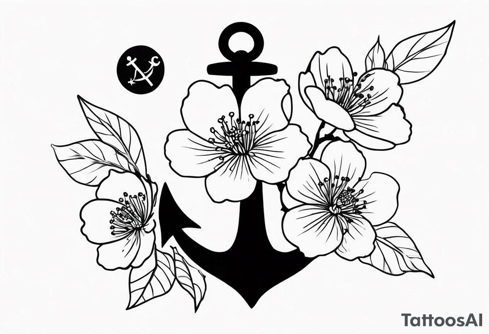 cherry blossom with anchor tattoo idea