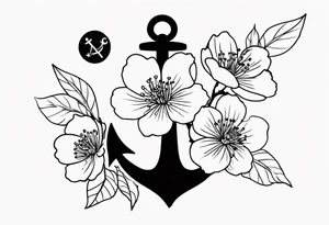 cherry blossom with anchor tattoo idea