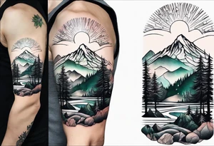 forest mountain forearm tattoo idea