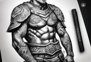 half sleeve, upper right arm and shoulder, armor tattoo idea