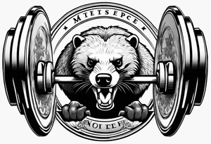Muscular old honey badger lifting barbell. tattoo idea