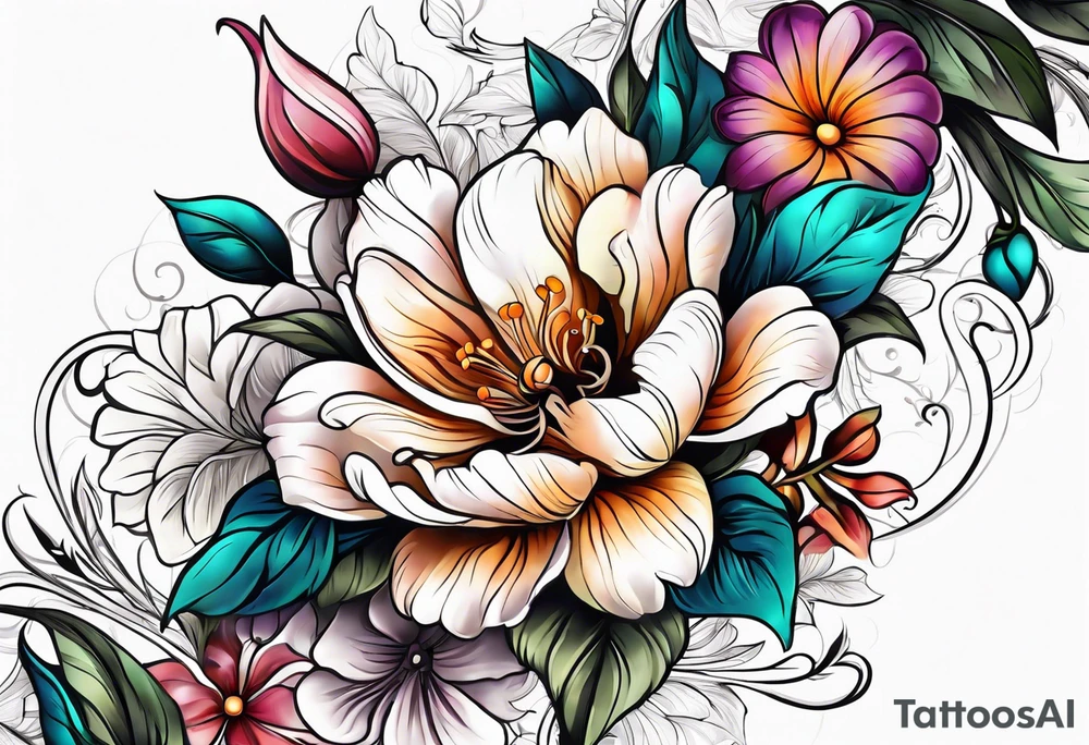 flower, cross tattoo idea