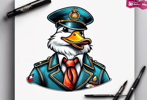 A silly goose dressed as a pilot tattoo idea