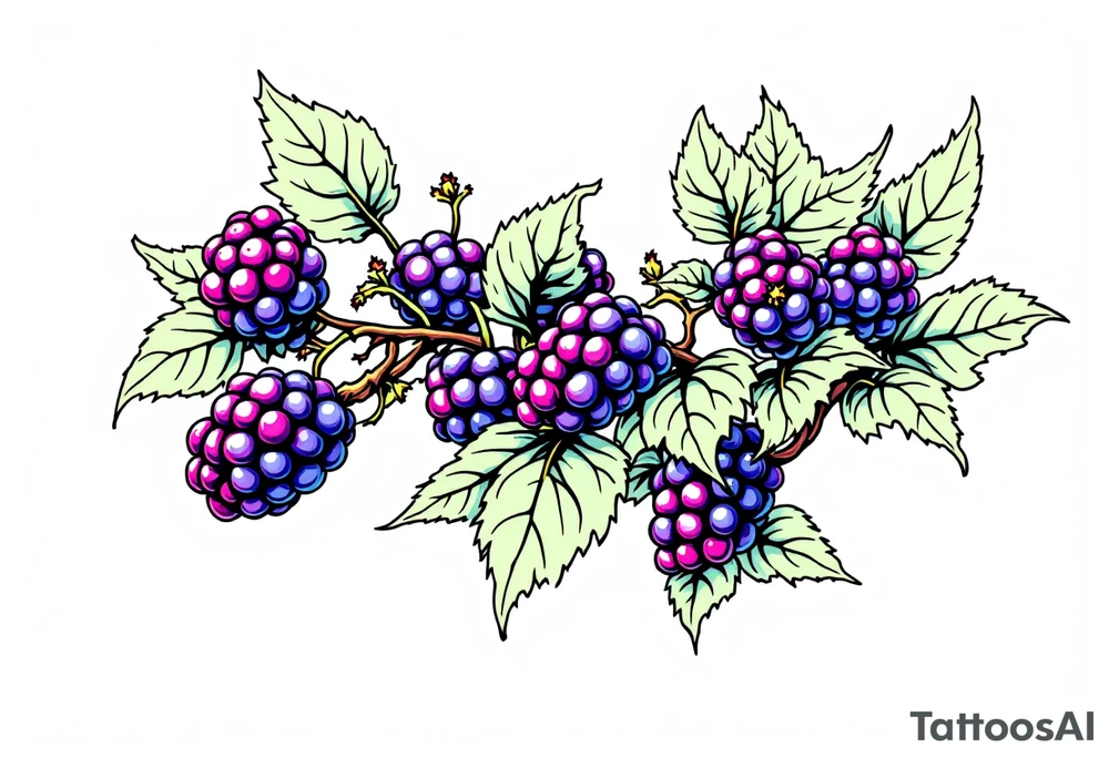 American traditional style Blackberry vine in a line tattoo idea