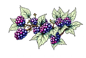American traditional style Blackberry vine in a line tattoo idea