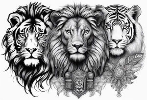 Lion tiger elephant tattoo idea