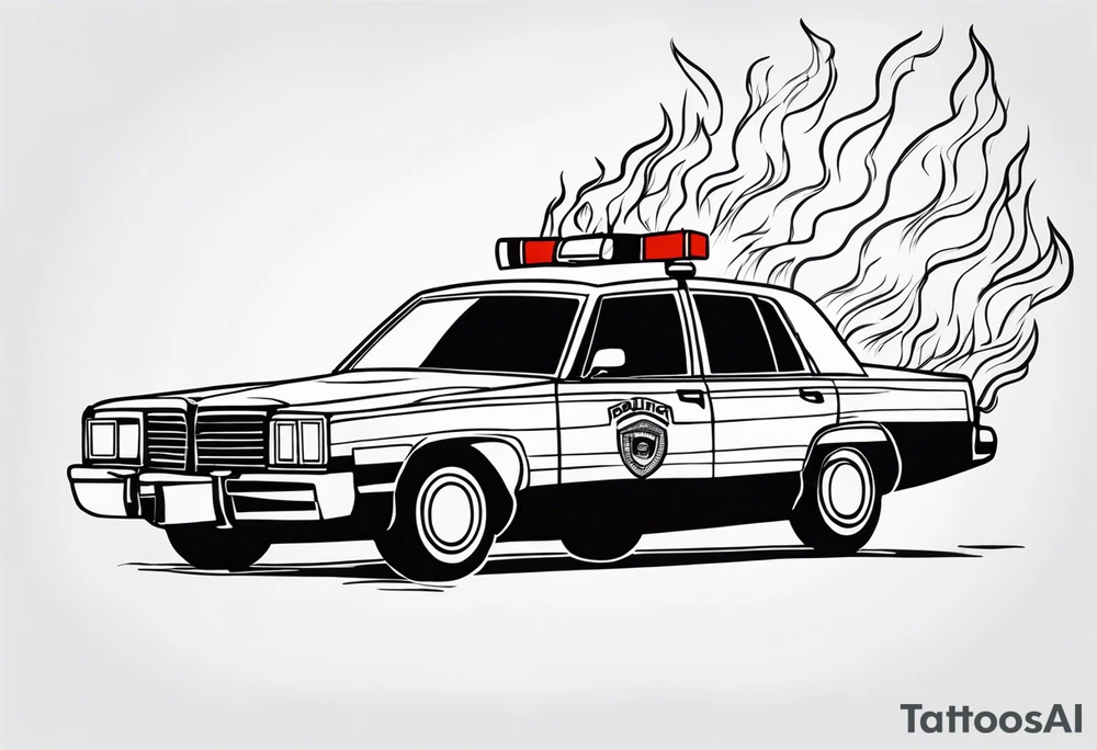 Police car on fire tattoo idea