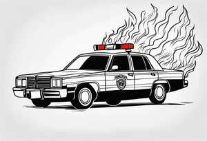 Police car on fire tattoo idea