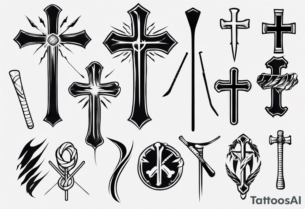 Memorai Hockey stick cross tattoo idea