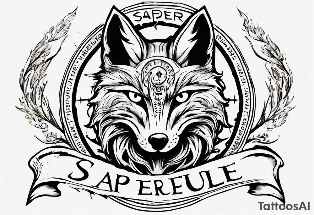 symbol eines Kriegers Wasser Eule Sonne Fuchs
un der Schriftzug : "Sapere Aude" tattoo idea