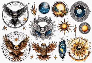 Mond und Sonne Eule 
Wassermann Berlin tattoo idea