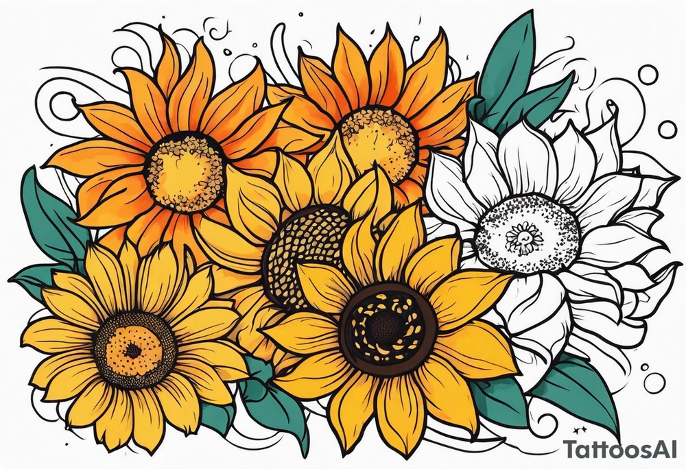 Flower fire an a sunflower tattoo idea