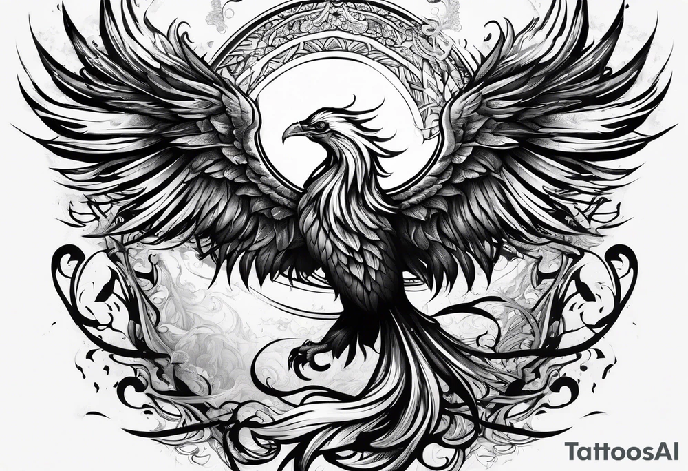 A Phoenix rising up as it's being stung by a scorpion tattoo idea
