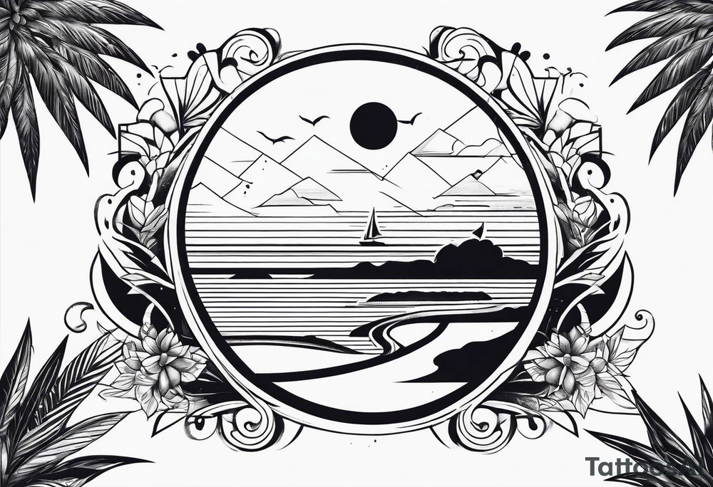 Beach full ankle tattoo idea