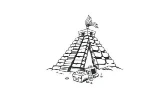 Aztec with pyramid and treasure tattoo idea