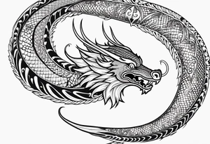 Māori dragon, koi, water, black tattoo idea