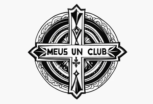 a cross with text MÉS QUE UN CLUB tattoo idea