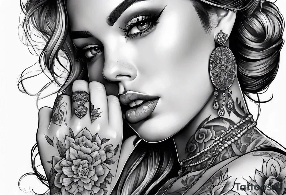 girl with tattoos smoking tattoo idea