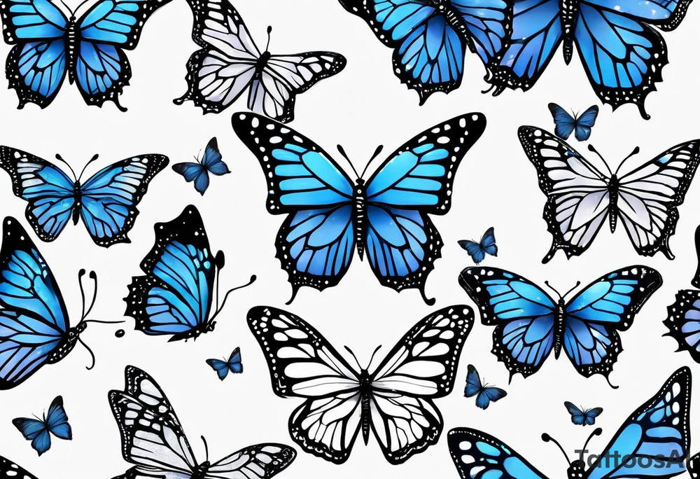 blue monarch butterflies tattoo idea