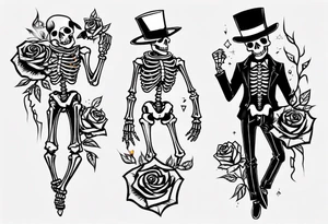 Dancing skeleton on a rose tattoo idea