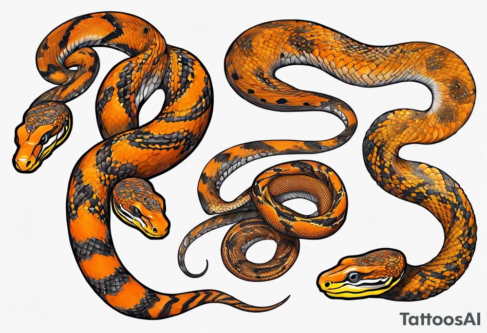 african orange-dream morph python tattoo idea