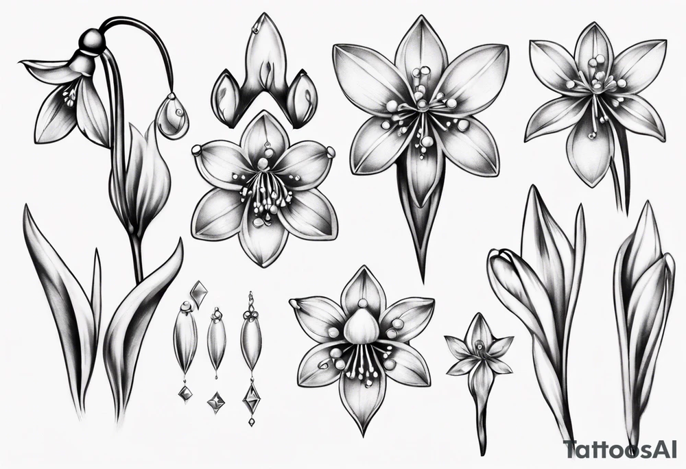 Snowdrop with jewels tattoo idea
