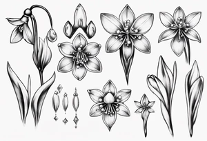 Snowdrop with jewels tattoo idea