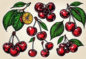 vintage cherry tattoo idea