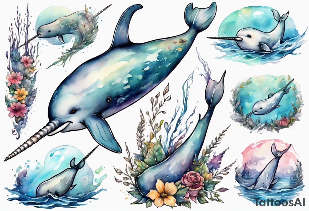 a narwhal tattoo idea