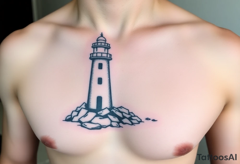 Simple lighthouse with pops tattoo idea