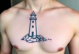 Simple lighthouse with pops tattoo idea