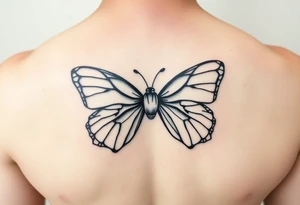 A bow tie with a butterfly as the outline tattoo idea