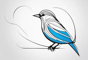 Minimal lines Black and white blue bird outline tattoo idea