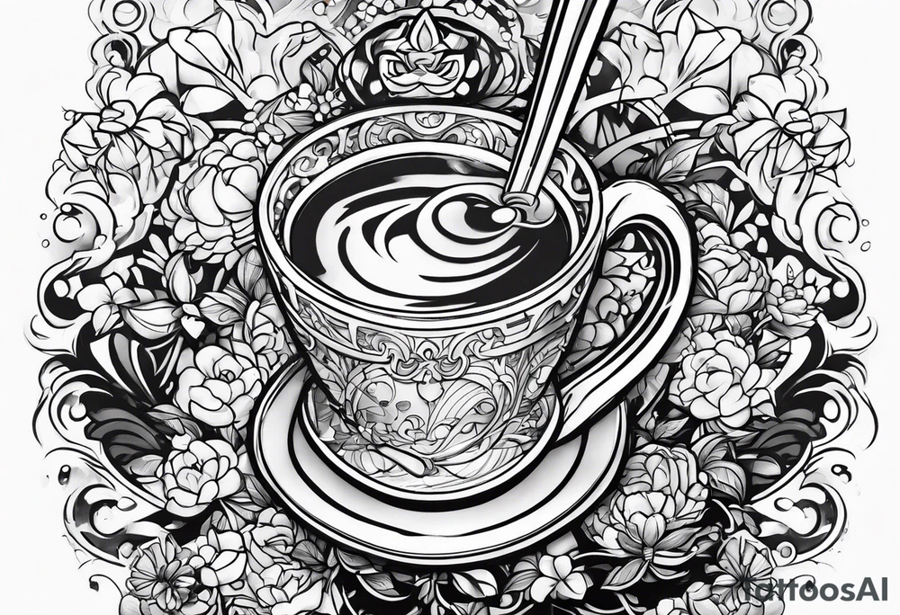 Dancing anime boba tea tattoo idea