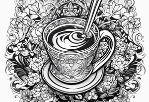 Dancing anime boba tea tattoo idea