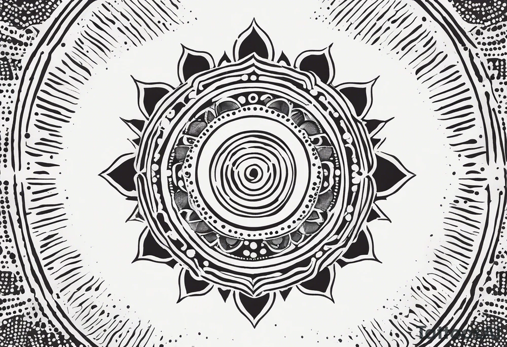 simple sunshine shape made of dots, quite tribal and basic looking. no solid lines tattoo idea
